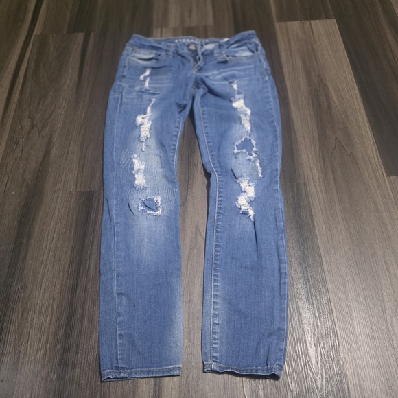Hydraulic Denim - Hydraulic Premium Skinny Jeans Size 3/4 Distressed Ripped Blue Denim Low Rise...